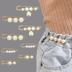 Rhinestone & Pearl Brooch Pin Waist Tightener Buckle Clothing Accessory