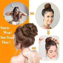 Messy Hair Bun Scrunchies Extension Curly Chignon for Women 100 Human Hair
