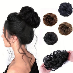 Messy Hair Bun Scrunchies Extension Curly Chignon for Women 100 Human Hair