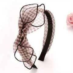Bowknot Mesh Fabric Headband Hair Hoop Non slip Female Hair Accessories