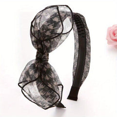 Bowknot Mesh Fabric Headband Hair Hoop Non slip Female Hair Accessories