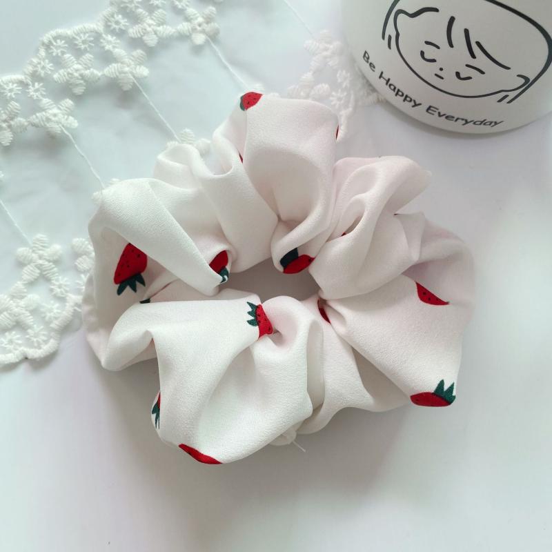 Strawberry Print Scrunchies Hair Tie Ponytail Holder Hair Accessories