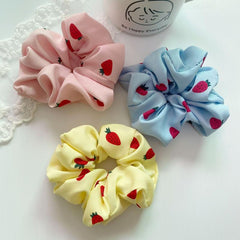 Strawberry Print Scrunchies Hair Tie Ponytail Holder Hair Accessories