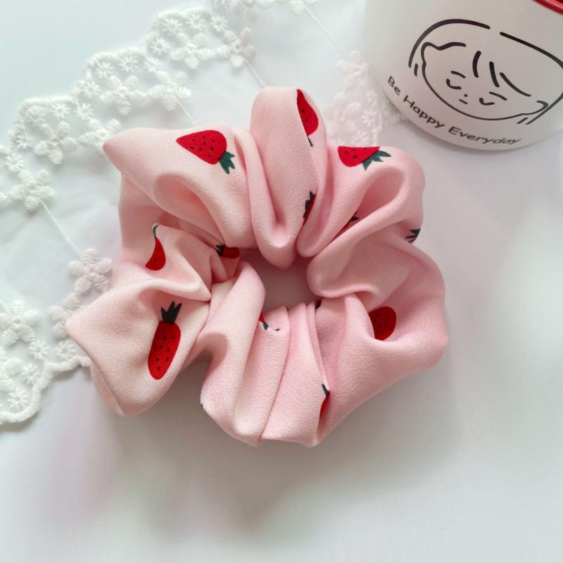 Strawberry Print Scrunchies Hair Tie Ponytail Holder Hair Accessories