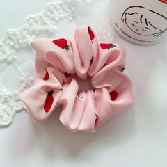 Strawberry Print Scrunchies Hair Tie Ponytail Holder Hair Accessories