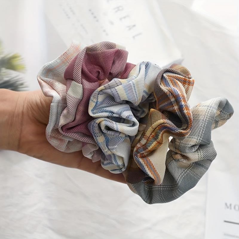Plaid Hair Tie Large Scrunchie Ponytail Hair Rope Accessories