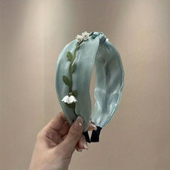 Lily Flower Headbands Wide Top Turban Headband Vintage Fabric Hair Band