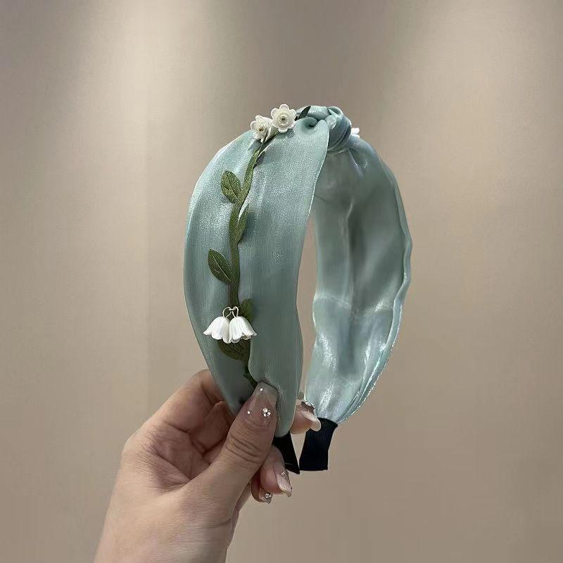Lily Flower Headbands Wide Top Turban Headband Vintage Fabric Hair Band