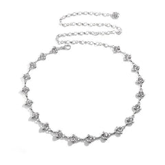 Women's Metal Chain Belt with Rhinestone Head Piece