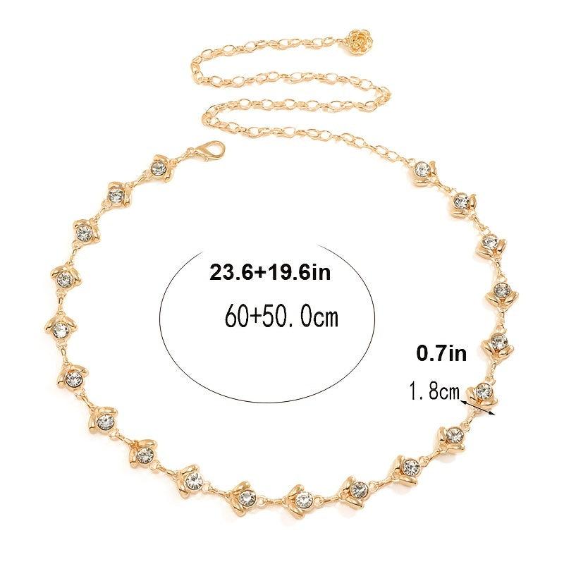 Women's Metal Chain Belt with Rhinestone Head Piece