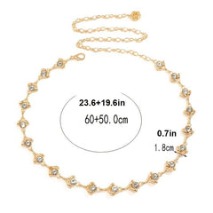 Women's Metal Chain Belt with Rhinestone Head Piece