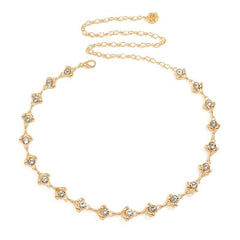 Women's Metal Chain Belt with Rhinestone Head Piece