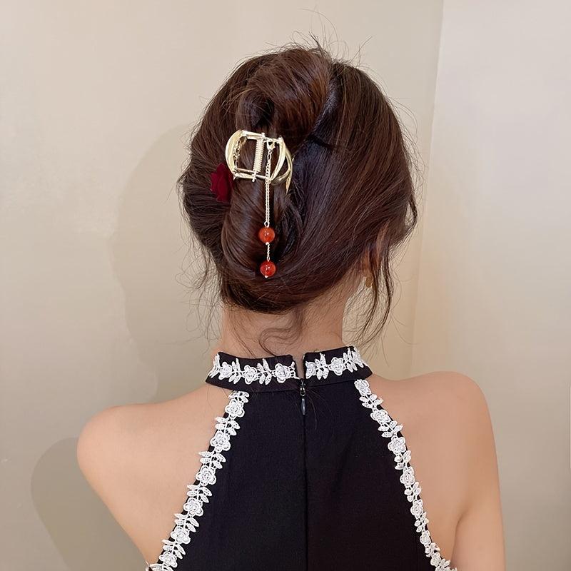 Faux Pearls Hair Claw Clip Strong Hold Grip Hair Jaw Clip
