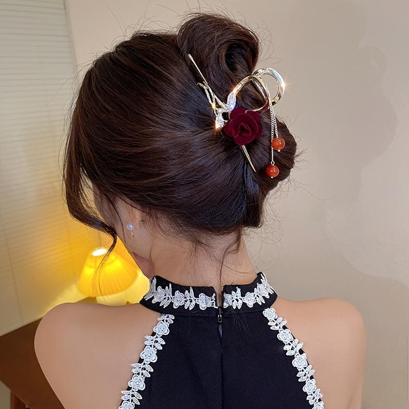 Faux Pearls Hair Claw Clip Strong Hold Grip Hair Jaw Clip