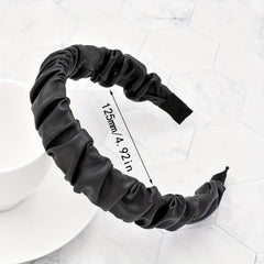 3pcs PU Leather Headband For Women Pleated Hair Band Solid Headdress