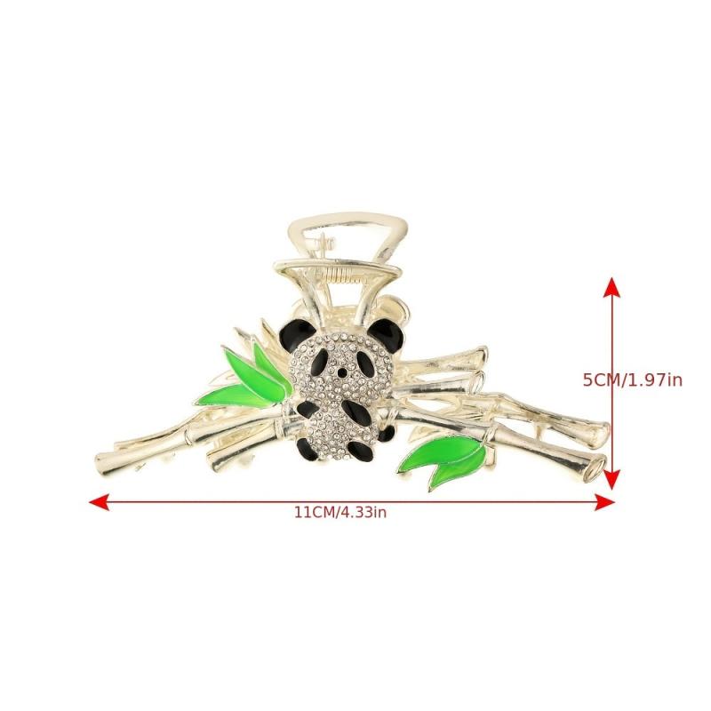 Panda Bamboo Claw Clip Rhinestones Metal Hair Accessory
