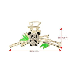 Panda Bamboo Claw Clip Rhinestones Metal Hair Accessory