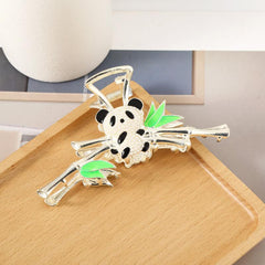 Panda Bamboo Claw Clip Rhinestones Metal Hair Accessory