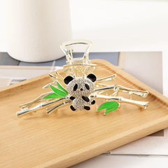Panda Bamboo Claw Clip Rhinestones Metal Hair Accessory