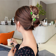 Panda Bamboo Claw Clip Rhinestones Metal Hair Accessory