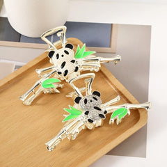 Panda Bamboo Claw Clip Rhinestones Metal Hair Accessory