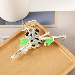 Panda Bamboo Claw Clip Rhinestones Metal Hair Accessory
