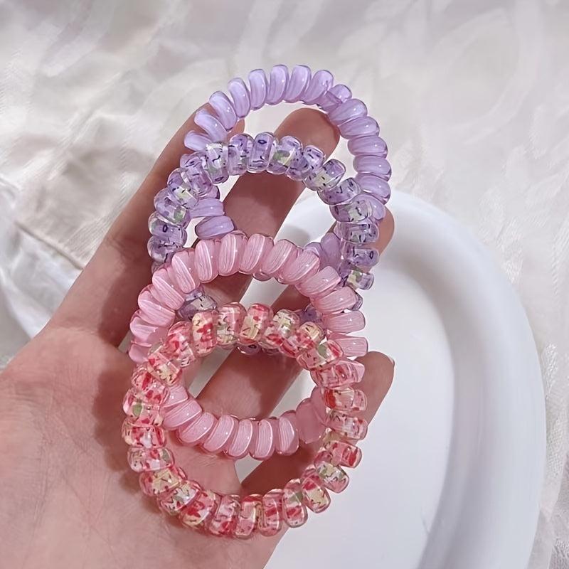 6pcs Spiral Hair Tie Small Coil Phone Cord No Crease Hair Accessories