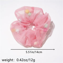 Colorful Pom Pom Mesh Hair Scrunchies Hair Bobbles Elastics