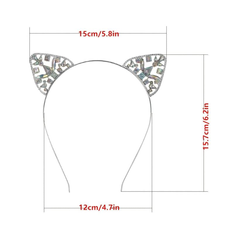 Rhinestone Cat Ears Headband for Women Party Costume