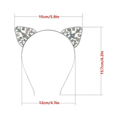 Rhinestone Cat Ears Headband for Women Party Costume