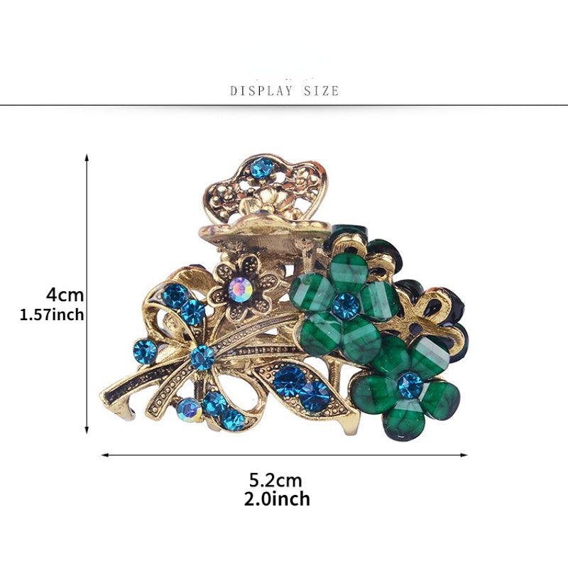 Rhinestone Flower Metal Hair Claw Clip Crystal Hair Accessory Vintage Punk