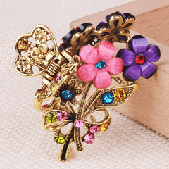 Rhinestone Flower Metal Hair Claw Clip Crystal Hair Accessory Vintage Punk