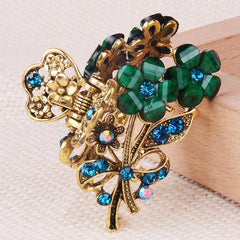 Rhinestone Flower Metal Hair Claw Clip Crystal Hair Accessory Vintage Punk