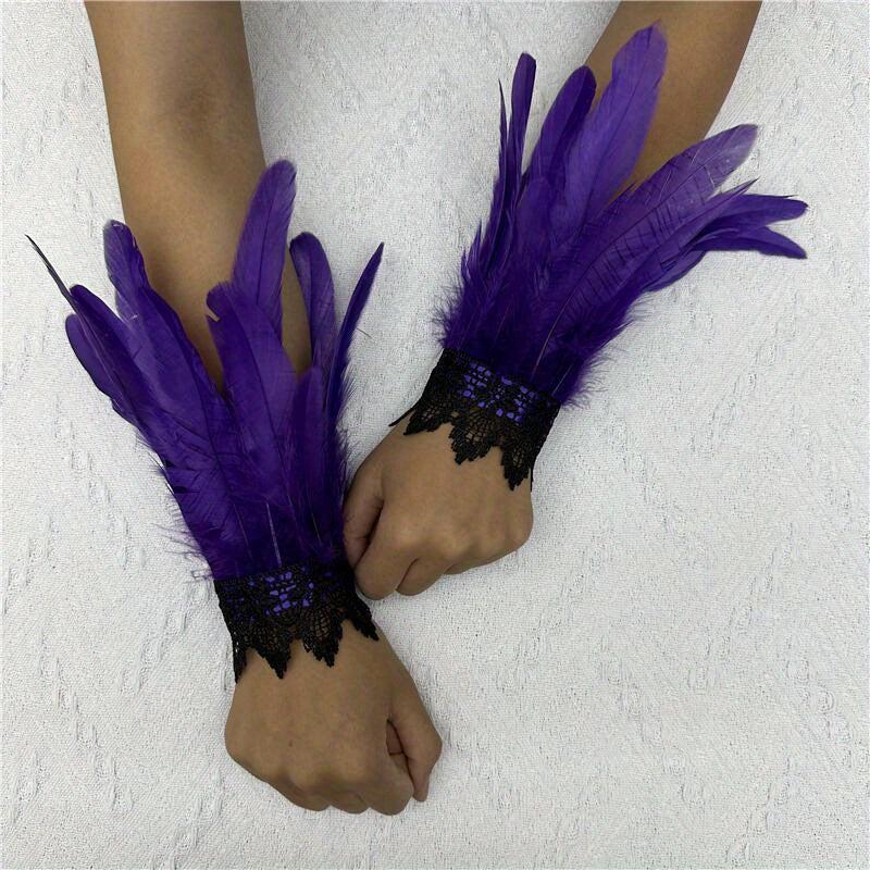 Faux Feather Wrist Band Lace Bracelet Halloween Party Cosplay