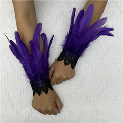 Faux Feather Wrist Band Lace Bracelet Halloween Party Cosplay