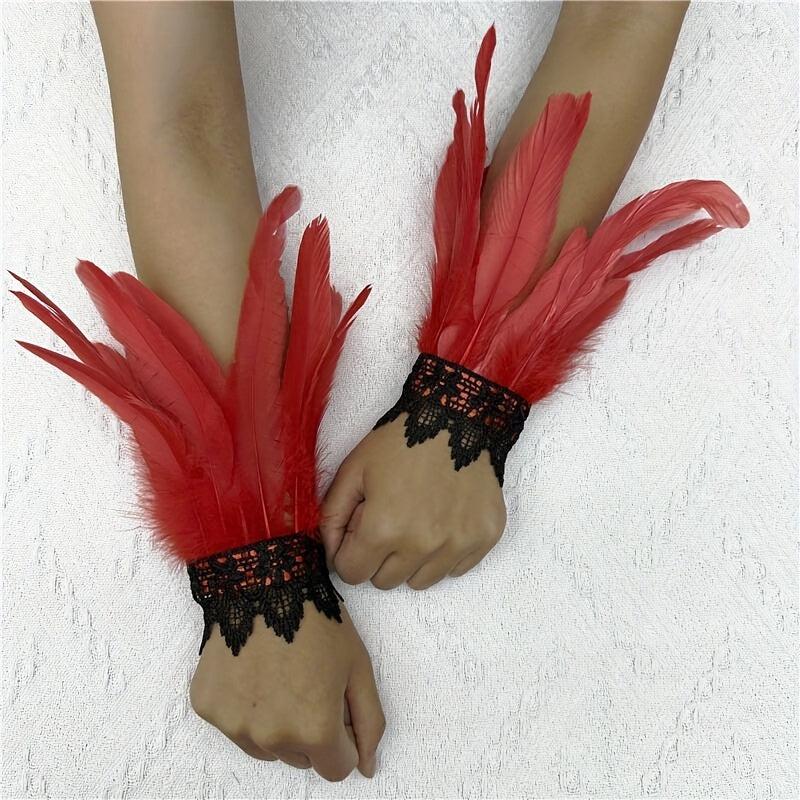 Faux Feather Wrist Band Lace Bracelet Halloween Party Cosplay