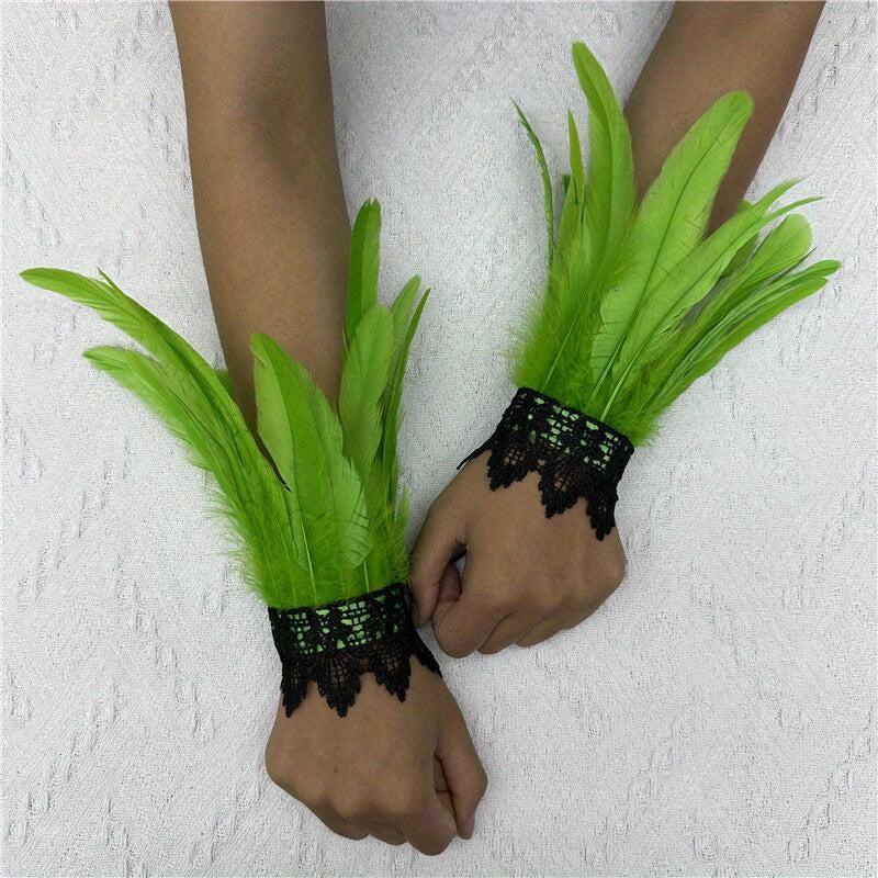 Faux Feather Wrist Band Lace Bracelet Halloween Party Cosplay