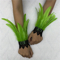 Faux Feather Wrist Band Lace Bracelet Halloween Party Cosplay
