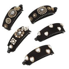 Oval Ponytail Twist Clip Rhinestone Hair Banana Clips Hairpin Crystal Heart
