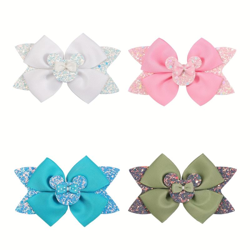 4pcs Sequins Dovetail Hair Clips Girls Glitter Bow Knot Hair Clips