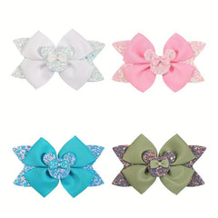 4pcs Sequins Dovetail Hair Clips Girls Glitter Bow Knot Hair Clips