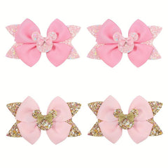 4pcs Sequins Dovetail Hair Clips Girls Glitter Bow Knot Hair Clips