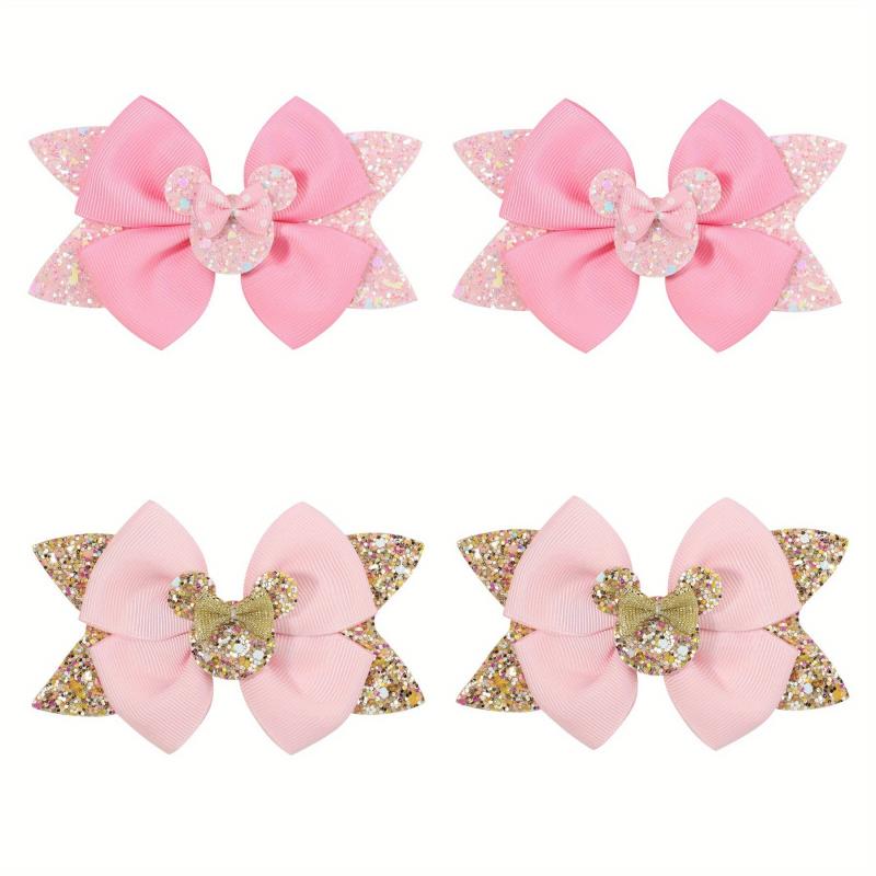 4pcs Sequins Dovetail Hair Clips Girls Glitter Bow Knot Hair Clips