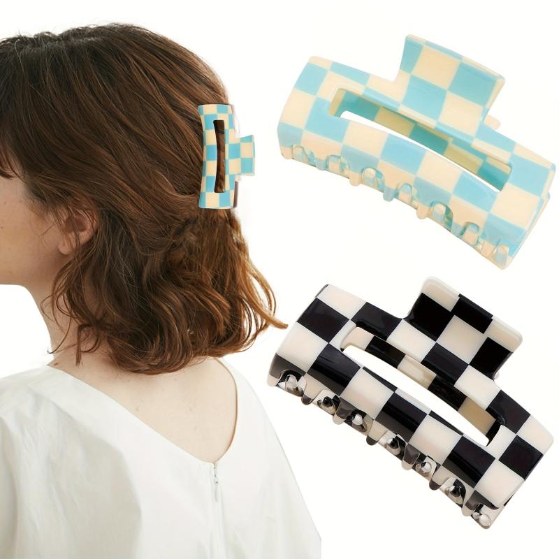 Plaid Square Hair Claw Shark Claw Hair Clip Mother's Gift Hair Accessories
