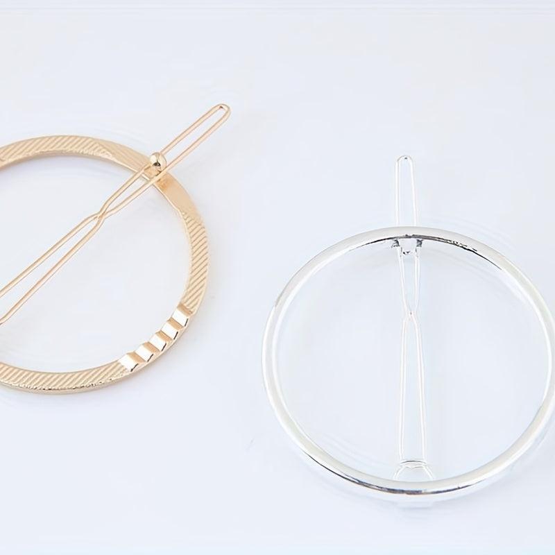 Round Frame Hair Clip Minimalist Solid Hair Pin Alloy Headwear