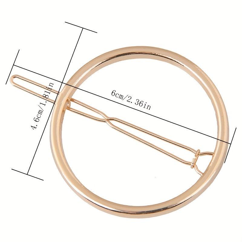 Round Frame Hair Clip Minimalist Solid Hair Pin Alloy Headwear