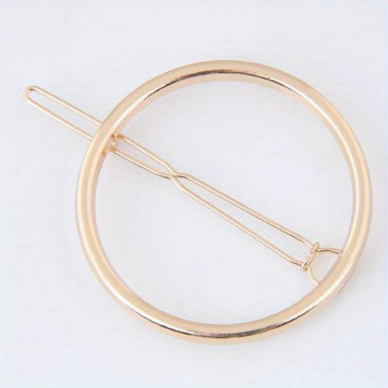 Round Frame Hair Clip Minimalist Solid Hair Pin Alloy Headwear