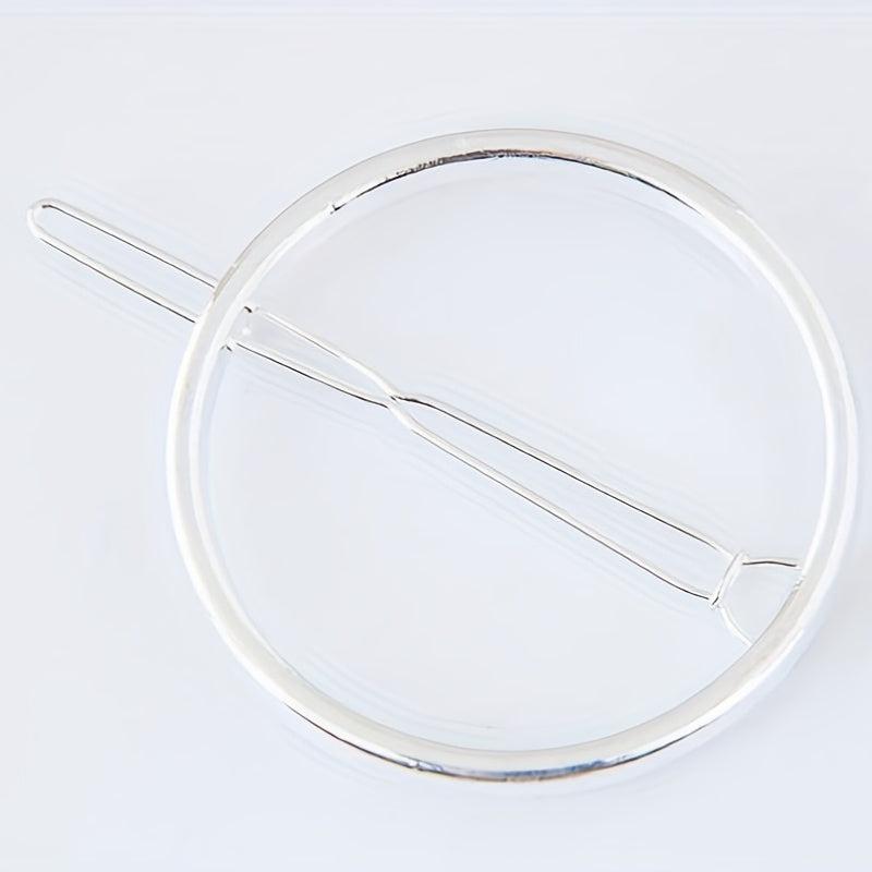 Round Frame Hair Clip Minimalist Solid Hair Pin Alloy Headwear