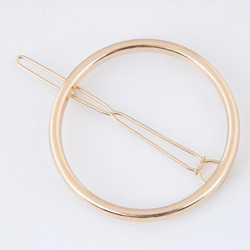Round Frame Hair Clip Minimalist Solid Hair Pin Alloy Headwear