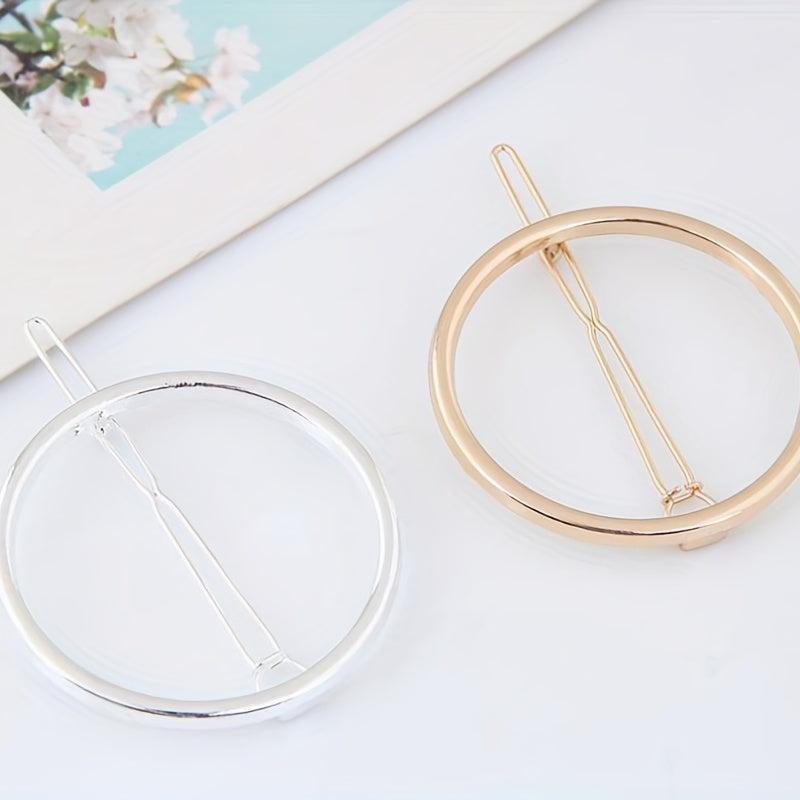 Round Frame Hair Clip Minimalist Solid Hair Pin Alloy Headwear